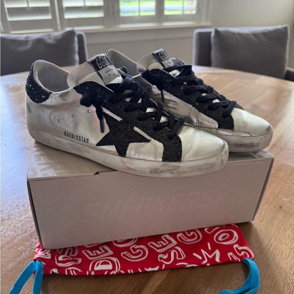 Golden Goose Silver & Black Sneakers size 39